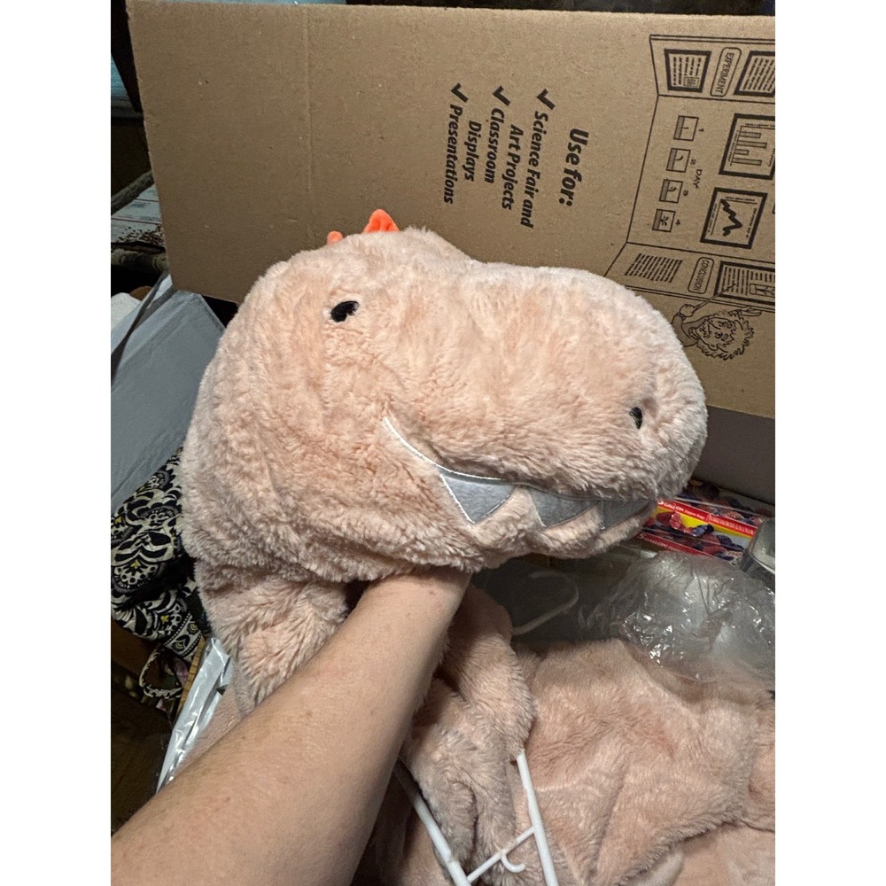 Adorable Pink Dinosaur Plush Stuffed Animal pillow blanket